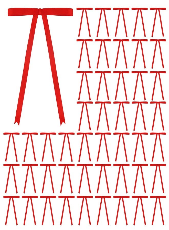 ABTOLS 50pcs Satin Ribbon Bow for Christmas Tree, Satin Ribbon Bows for Gift Wrapping Cake Treat Bags Party Favors Wedding Baby Shower Birthday Decorations(Red) - Image 1